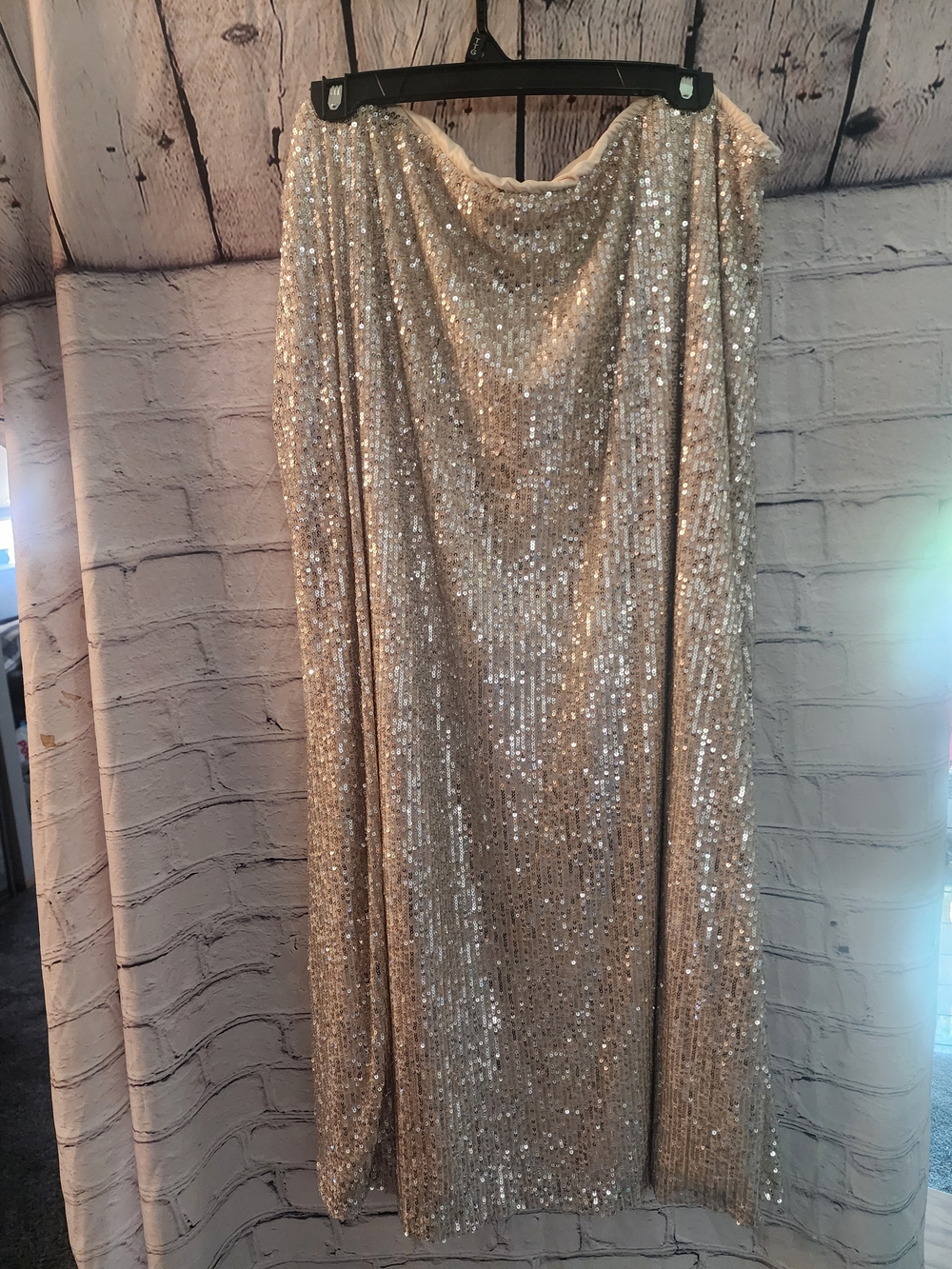 Sequin Draped Evening Skirt - Champagne